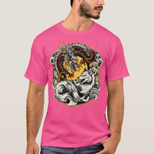 Japanse draak negenstaartvos kitsune t-shirt