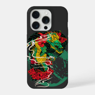 Japanse Draak Pioen Traditionele Tatoeagekunst iPhone 15 Pro Case