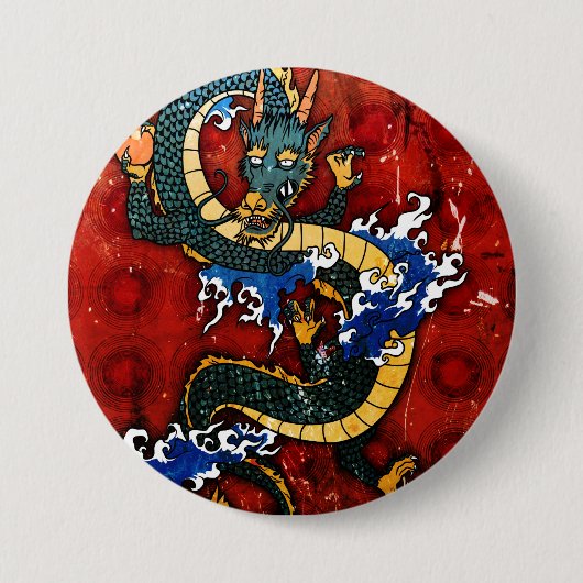 Japanse draak ronde button 7,6 cm (Voorkant)