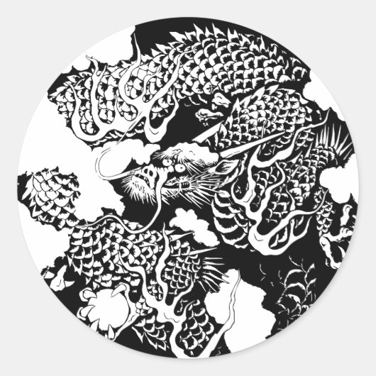 Japanse draak ronde sticker (Voorkant)