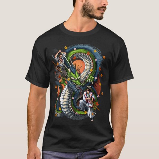 Japanse Draak Samurai T-shirt (Voorkant)