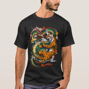 Japanse Draak Tijger Strijd T-shirt