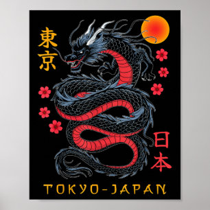 Japanse draak Tokio Japan jaren 80 Aziatische myth Poster