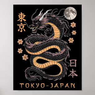 Japanse draak Tokio Japan jaren 80 Aziatische myth Poster