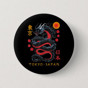 Japanse draak Tokio Japan jaren 80 Aziatische myth Ronde Button 5,7 Cm