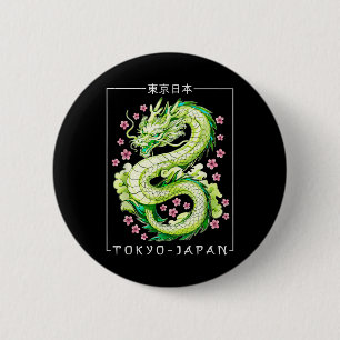 Japanse draak Tokio Japan jaren 80 Aziatische myth Ronde Button 5,7 Cm