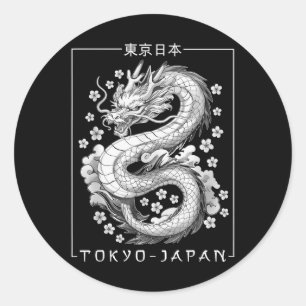 Japanse draak Tokio Japan jaren 80 Aziatische myth Ronde Sticker