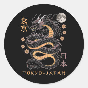 Japanse draak Tokio Japan jaren 80 Aziatische myth Ronde Sticker