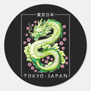 Japanse draak Tokio Japan jaren 80 Aziatische myth Ronde Sticker