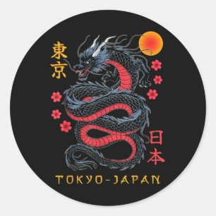 Japanse draak Tokio Japan jaren 80 Aziatische myth Ronde Sticker