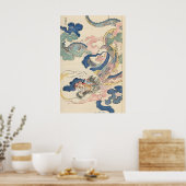 Japanse Draak Ukiyo-e Kunstprint Edo-Periode Wolk Poster (Keuken)
