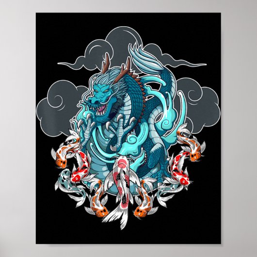 Japanse dragon Anime Japan Tattoo Anime Lover Cut Poster (Voorkant)