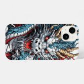 Japanse dragon iPhone 14 Slim Fit Hoesje, Glanzend iPhone Hoesje (Achterkant horizontaal)