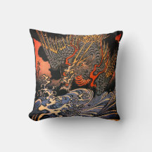 JAPANSE DRAGON MET WOLKENPATLON Kussensloop