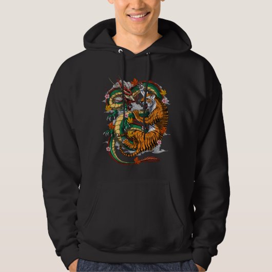 Japanse Dragon Tiger Battle Hoodie (Voorkant)