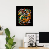 Japanse Dragon Tiger Battle Poster (Thuiskantoor)