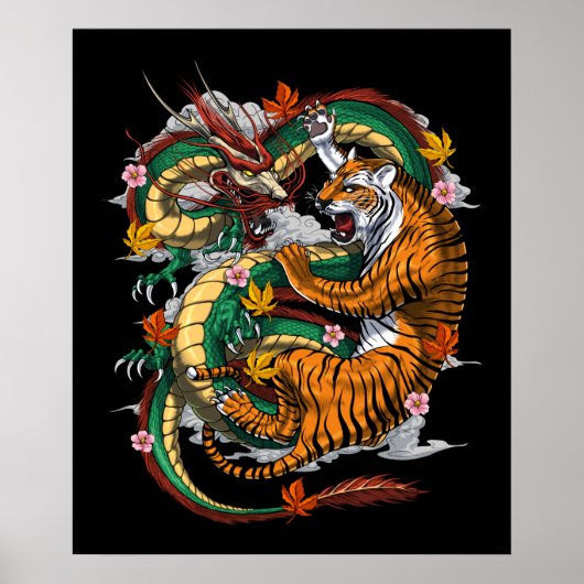 Japanse Dragon Tiger Battle Poster (Voorkant)