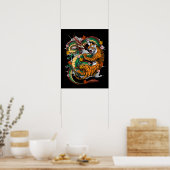 Japanse Dragon Tiger Battle Poster (Keuken)