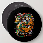 Japanse Dragon Tiger Battle Ronde Button 6,0 Cm (Voorkant /achterkant)