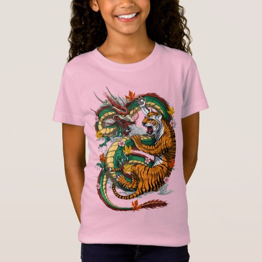 Japanse Dragon Tiger Battle T-shirt (Voorkant)