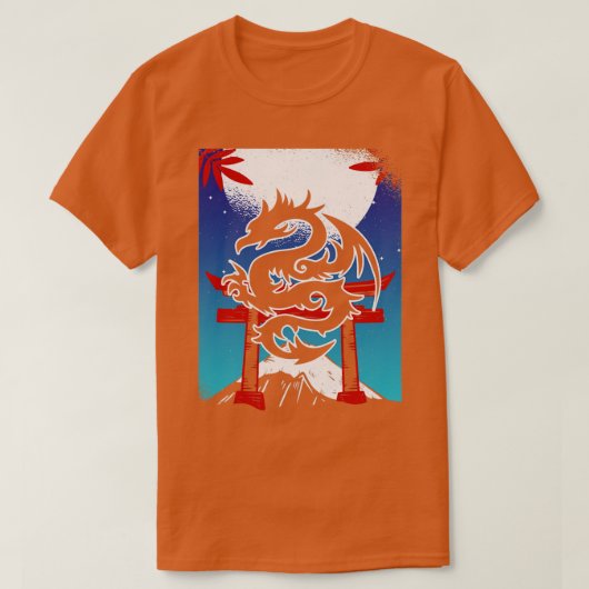 Japanse Dragon Torii Gate Berglandschap T-shirt (Design voorkant)