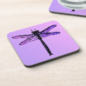 Japanse dragonfly, amethyst paars Bier Onderzetter (Linkerzijde)