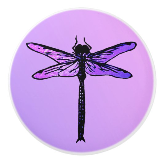  Japanse dragonfly, amethyst paars Keramische Knop (Voorkant)