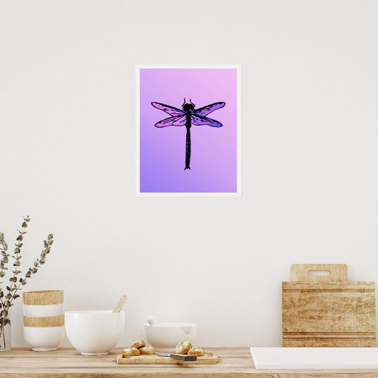  Japanse dragonfly, amethyst paars Poster (Keuken)