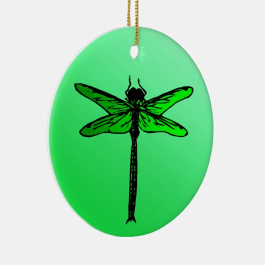  Japanse dragonfly, Emerald Green Keramisch Ornament (Rechts)