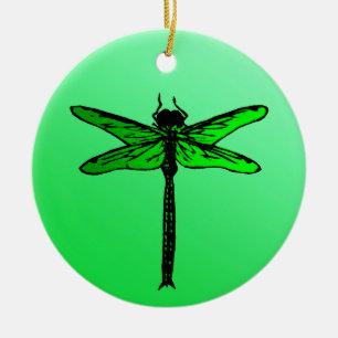 Japanse dragonfly, Emerald Green Keramisch Ornament