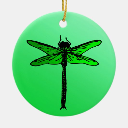  Japanse dragonfly, Emerald Green Keramisch Ornament (Voorkant)