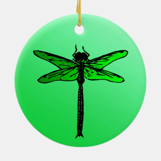  Japanse dragonfly, Emerald Green Keramisch Ornament (Achterkant)