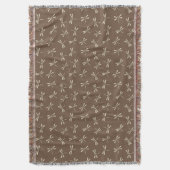 Japanse Dragonfly Patroon, Cream en Taupe Tan Deken (Voorkant Verticaal)