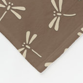 Japanse Dragonfly Patroon, Cream en Taupe Tan Fleece Deken (Hoek)