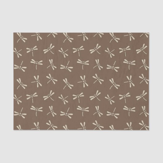 Japanse Dragonfly Patroon, Cream en Taupe Tan Tissuepapier (Voorkant)