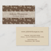 Japanse Dragonfly Patroon, Cream en Taupe Tan Visitekaartje (Voorkant / Achterkant)