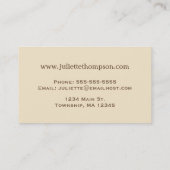 Japanse Dragonfly Patroon, Cream en Taupe Tan Visitekaartje (Achterkant)