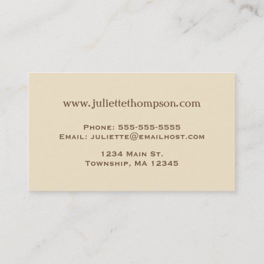 Japanse Dragonfly Patroon, Cream en Taupe Tan Visitekaartje (Achterkant)