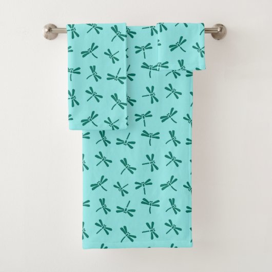 Japanse Dragonfly Pattern, Turquoise en Aqua Bad Handdoek (Insitu)