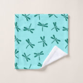 Japanse Dragonfly Pattern, Turquoise en Aqua Bad Handdoek (Wasdoekje)