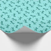 Japanse Dragonfly Pattern, Turquoise en Aqua Cadeaupapier (Hoek)
