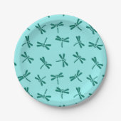 Japanse Dragonfly Pattern, Turquoise en Aqua Papieren Bordje (Voorkant)