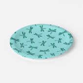 Japanse Dragonfly Pattern, Turquoise en Aqua Papieren Bordje (Gekanteld)