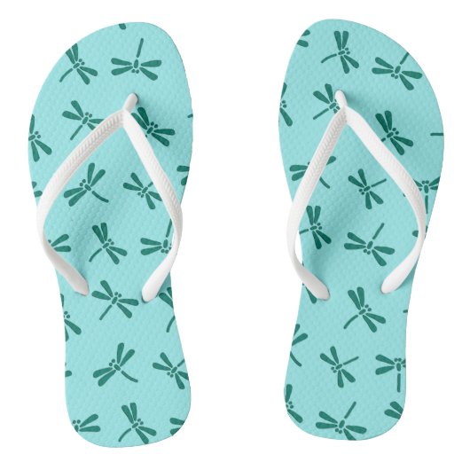 Japanse Dragonfly Pattern, Turquoise en Aqua Teenslippers (Voetbed)