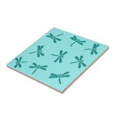 Japanse Dragonfly Pattern, Turquoise en Aqua Tegeltje (Zijkant)