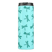 Japanse Dragonfly Pattern, Turquoise en Aqua Thermosbeker (Achterkant)