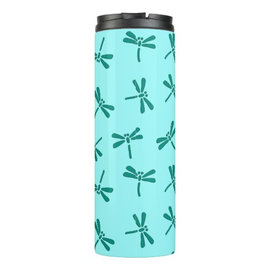 Japanse Dragonfly Pattern, Turquoise en Aqua Thermosbeker (Achterkant)