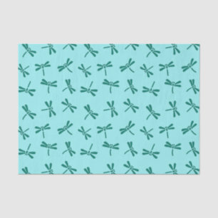 Japanse Dragonfly Pattern, Turquoise en Aqua Tissuepapier