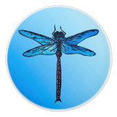  Japanse dragonfly, saffierblauw Keramische Knop (Voorkant)