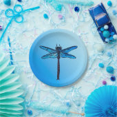  Japanse dragonfly, saffierblauw Papieren Bordje (Feest)